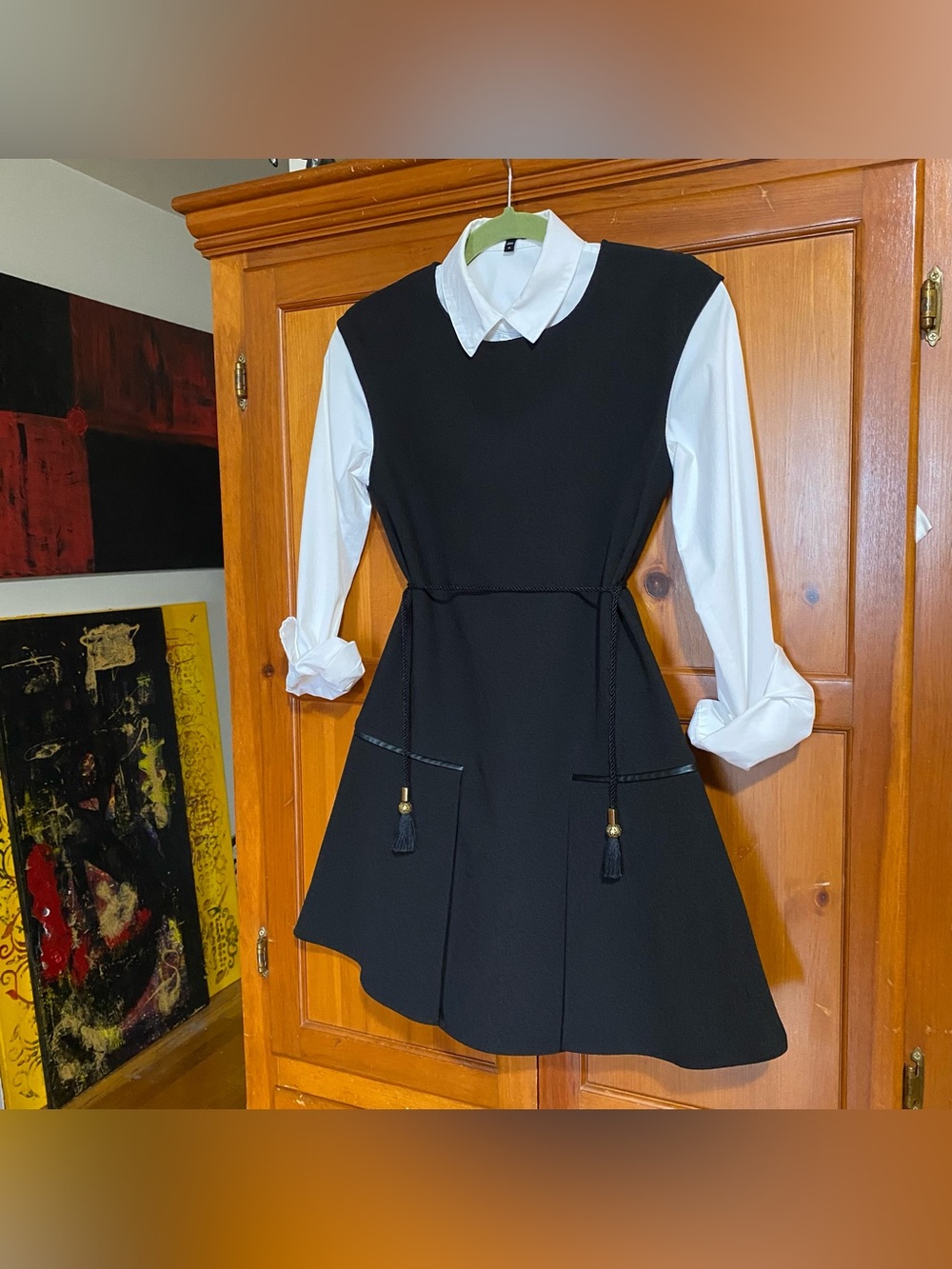 MNG Suit Collection Black Drop Waist Dress